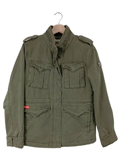 Superdry Damen Arbeitsjacke Oliv Gr. 34/XS Praktische Outdoor Jacke