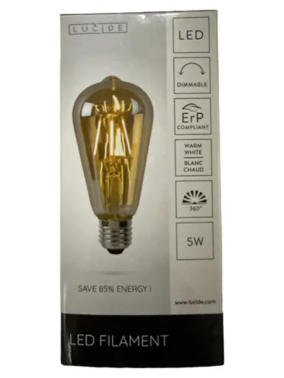 Lucide LED Filament Leuchtmittel dimmbar warmweiß 5W E27 Vintage Edison