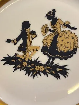 Fürstenberg Wandteller Rokoko Silhouette 3413/6 Pärchen Weiß 16 cm Porzellan