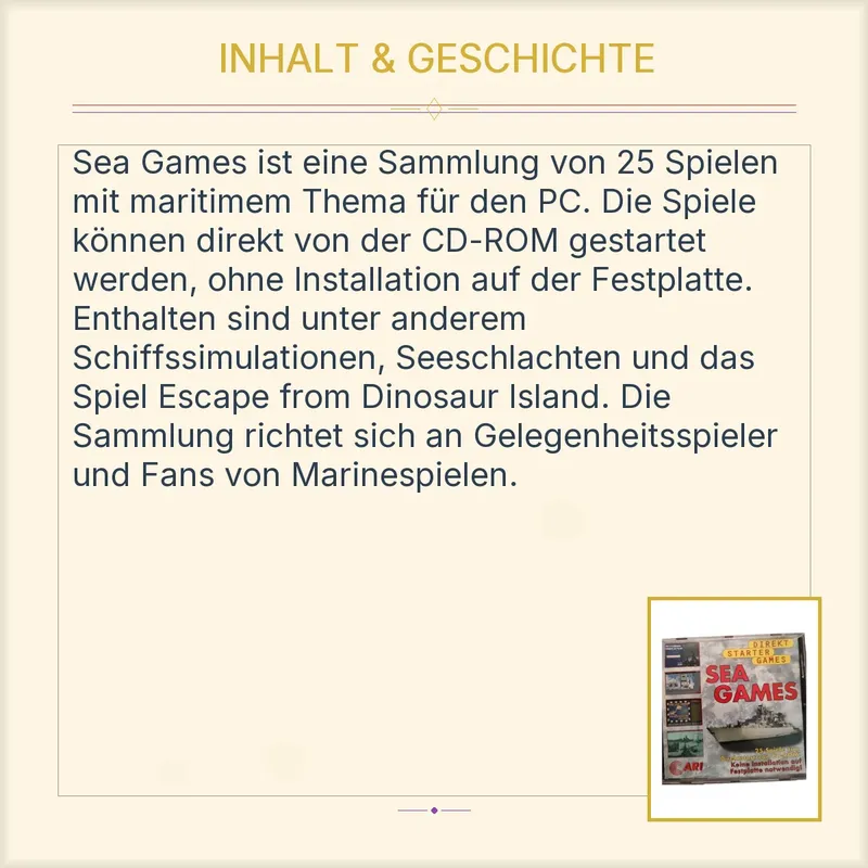 Sea Games ARI Direkt Starter Games PC CD-ROM 25 Spiele Simulation 3