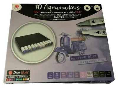 DécoTime Aquamarker 10er Set Filzstifte Mehrfarbig Dual Tip Pinselstift Aquarell