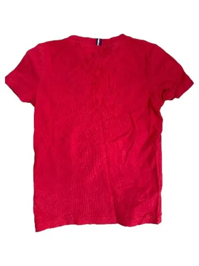 Tommy Hilfiger T-Shirt Kinder Gr. 128 Rot Logo-Print Baumwolle