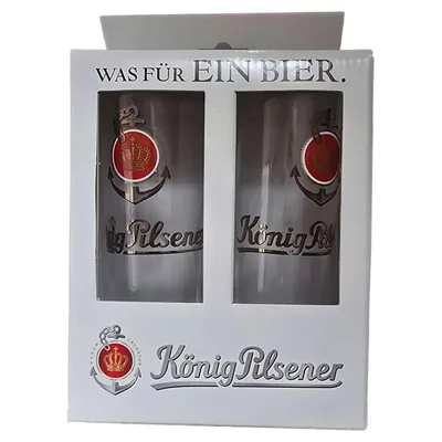 König Pilsener Bierglas Set 2x Transparent Glas Klassisch
