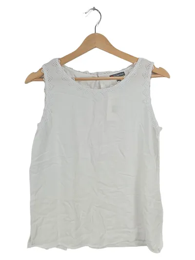 Street One Damen Top Gr. 36/S Ärmellos Viskose Spitze Weiß Alltag