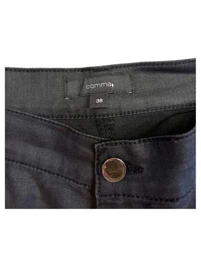 Comma Damen Jeans Regular Fit Schwarz Gr. 38 W29 Baumwolle Hose