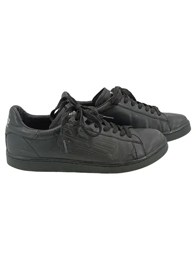 Emporio Armani EA7 Sneaker Herren Gr. 42 Schwarz Leder Low Top Schuhe