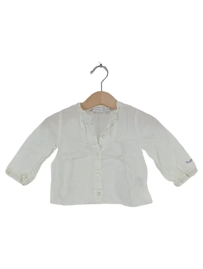 MEXX Baby Mädchen Hemdbluse Gr. 68 Weiß Baumwolle Rüschen