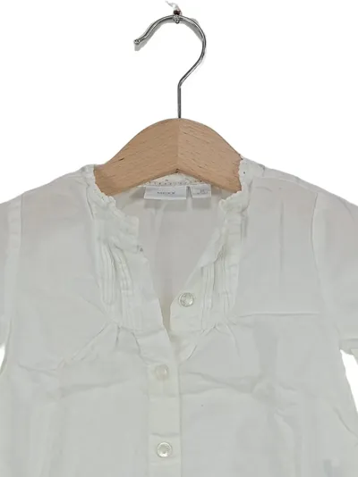 MEXX Baby Mädchen Hemdbluse Gr. 68 Weiß Baumwolle Rüschen