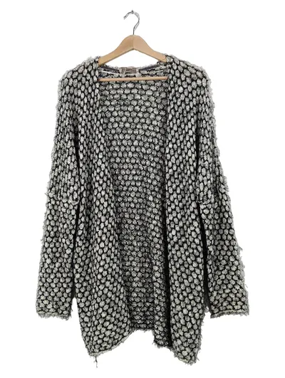 Comma Damen Strickjacke Strickmantel Gr. 38/M Grau Strukturmuster