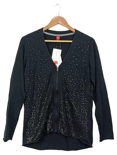 MISS CAPTAIN Strickjacke Damen Schwarz Gr. 38/M Elegant Modisch Pailletten