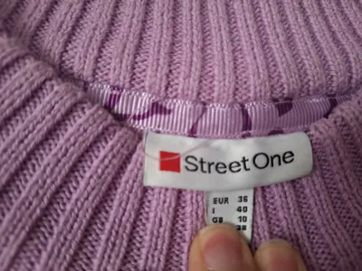 Street One Damen Strickpullover Gr. 36/S Lila Baumwolle Oversized