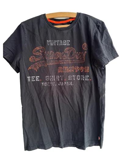 Superdry Herren T-Shirt Schwarz Gr. S Vintage Logo Baumwolle Kurzarm