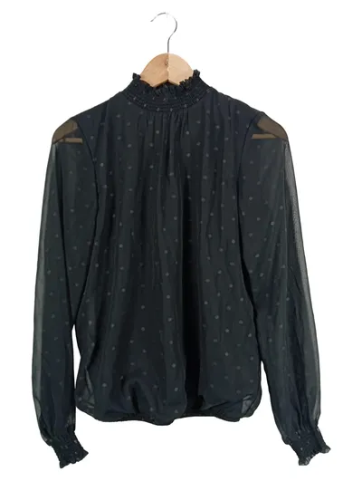 ORSAY Damen Bluse Langarm Stehkragen Punkte Schwarz Gr. M 38