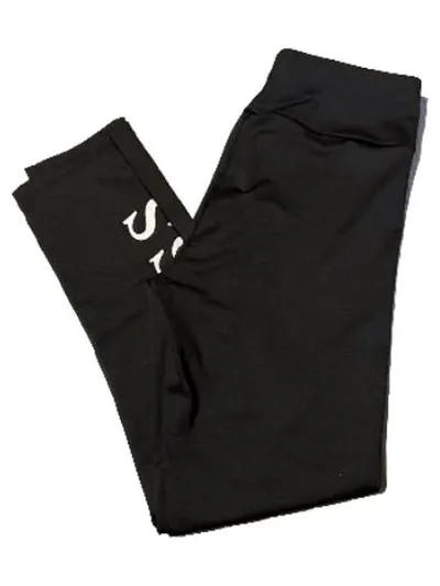 GUESS Damen Sport Leggings Schwarz Logo Print Gr. S 36 Fitness
