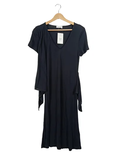 LONGHIN Kleid Damen M Schwarz V-Ausschnitt Viskose Made in Italy