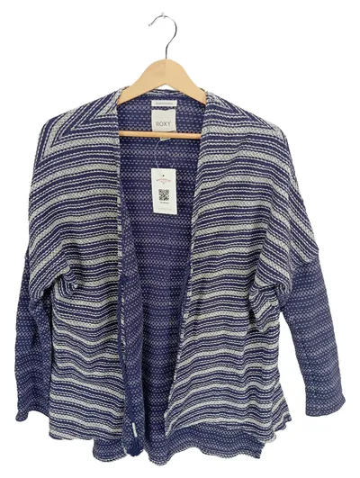 Roxy Damen Strickjacke Gr. 36 S Blau Gestreift Casual