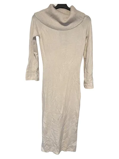 COPPEROSE Damen Strickkleid Gr. 40/L Elegant Beige Maxikleid Rollkragen