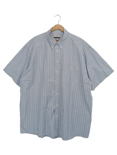 CASA MODA Herren Business Hemd Blau Gestreift Kurzarm Gr. UNI
