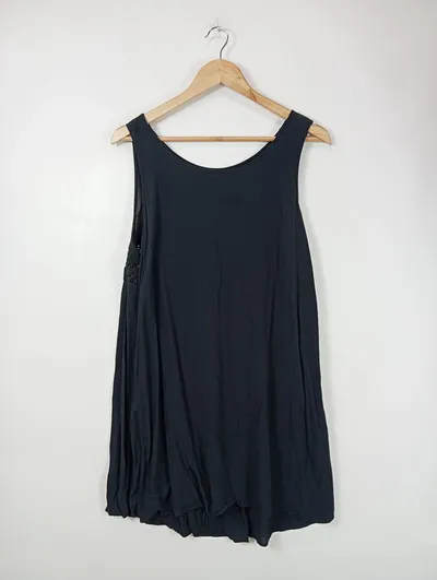 ZIZZI Freizeitkleid Damen 38/M Schwarz Viskose Casual Lochmuster