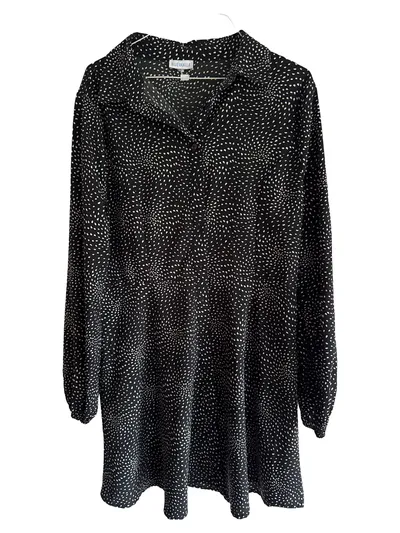 Blue Vanilla Damen Freizeitkleid Gr. 40 Schwarz Casual Langarm Punkte