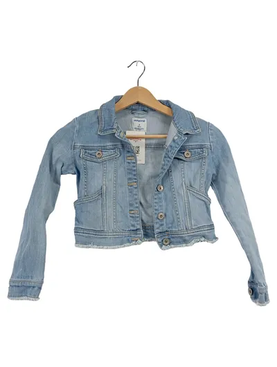 Mayoral Jeansjacke Mädchen Gr. 128 Hellblau Cropped Fransen