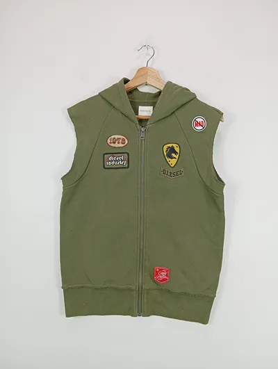 DIESEL Kinder Jungen Leichte Weste Kapuzenweste Gr. 146 Grün Casual