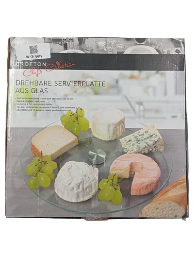 Crofton Chef's Collection drehbare Servierplatte Glas 32cm Tortenplatte Käse