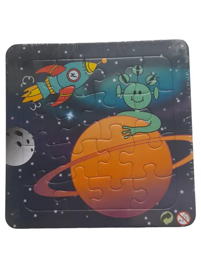 Kinder Weltraum Puzzle 16 Teile Rakete Alien Planet Holzpuzzle