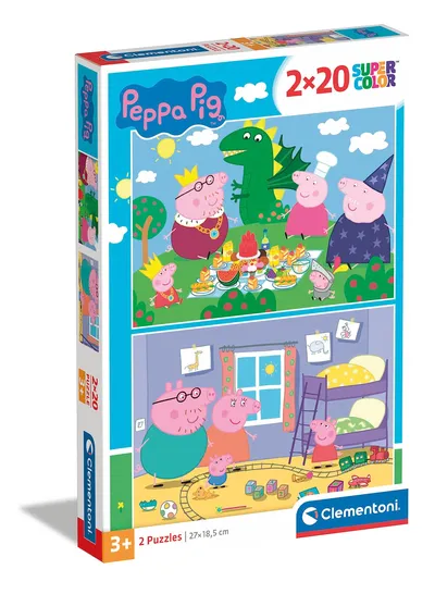 Clementoni Peppa Pig Supercolor Puzzle 2x20 Teile Kinderpuzzle ab 3 Jahren
