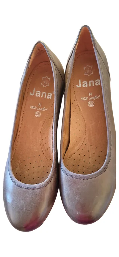 Jana Damen Ballerinas Schuhe Grau Gr. 40.5 Leder Komfort