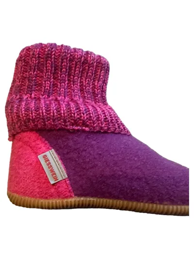 Giesswein Kinder Hausschuhe Hüttenschuhe Wolle Lila Pink Gr. 24