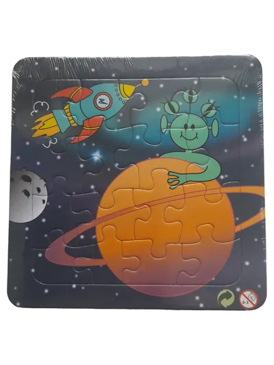 Weltraum Puzzle Kinder 16 Teile Rakete Alien Planet Holzpuzzle NEU