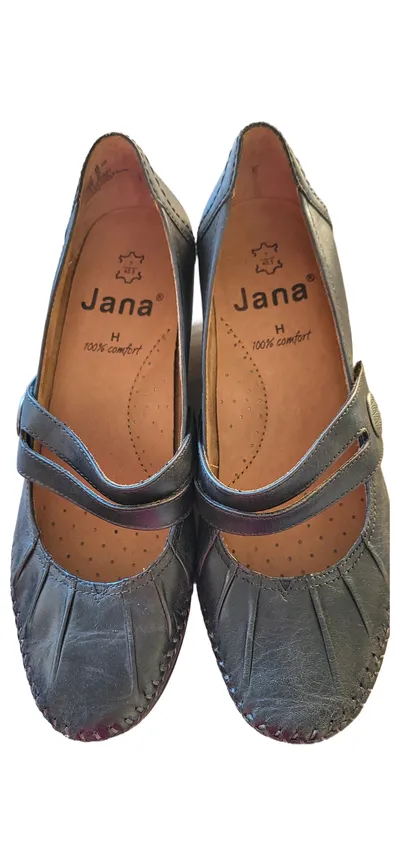 Jana Damen Ballerinas Leder Schwarz Gr. 40.5 Klassisch