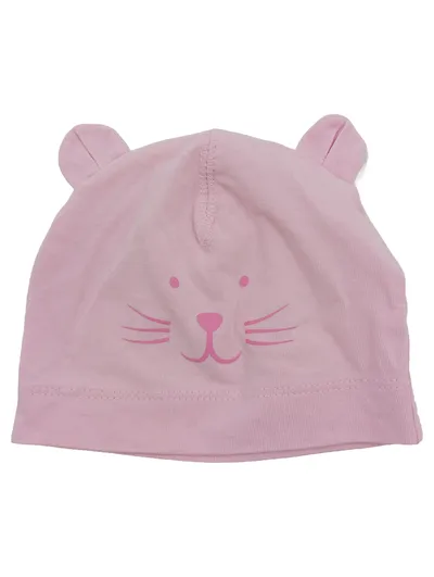 TCM Tchibo Baby Mütze Rosa Katzenmotiv Ohren Baumwolle Charmant