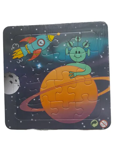 Kinder Weltraum Puzzle Alien Rakete Planet 16 Teile Holzpuzzle NEU