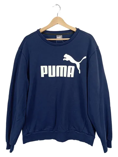 Puma Herren Sweatshirt Logo Print Freizeit Blau Gr. XL 56