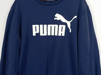 Puma Herren Sweatshirt Logo Print Freizeit Blau Gr. XL 56