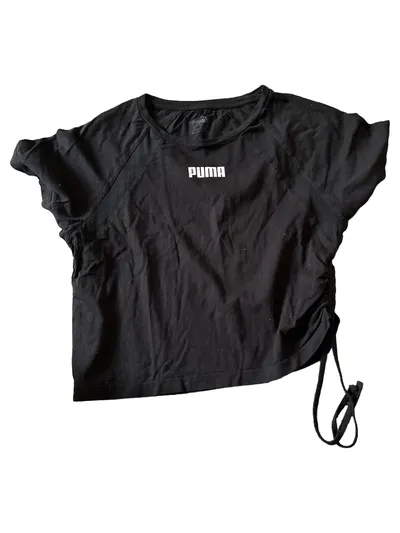 Puma Damen T-Shirt Schwarz Gr. 36/S Sportlich Kurzarm Crop Top