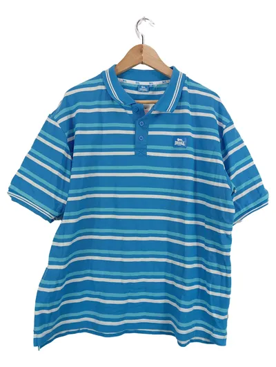 Lonsdale Herren Poloshirt Gr. XXL Blau Gestreift Kurzarm Casual