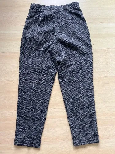 ZARA Basic Anzughose Damen XS Grau Kariert Business Bundfalte