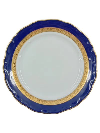 Winterling Essteller Echt Kobalt Scharffeuer Blau Goldrand Porzellan 19cm