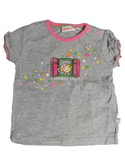 Liegelind Baby Mädchen T-Shirt Wonderful View Gr. 74 Grau Rosa