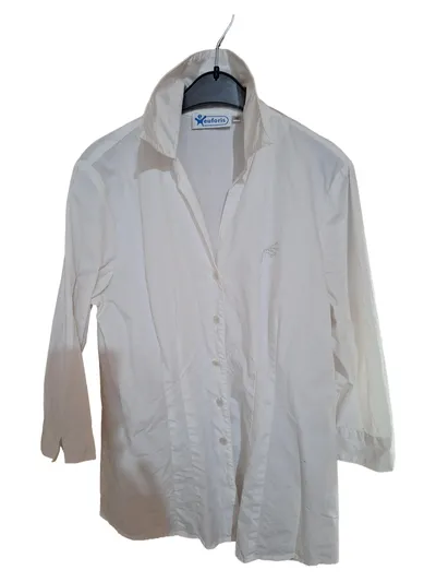 EUFORIS Damen Bluse Weiß Gr. 36/S Baumwolle Langarm Business