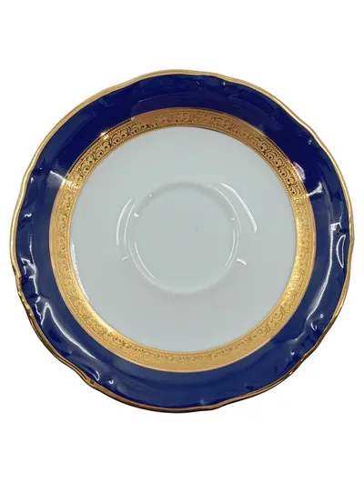 Winterling Unterteller Echt Kobalt Scharffeuer Blau Goldrand Porzellan 15 cm