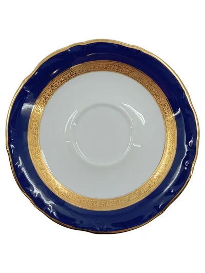 Winterling Unterteller Porzellan Echt Kobalt Scharffeuer Blau Goldrand 15 cm