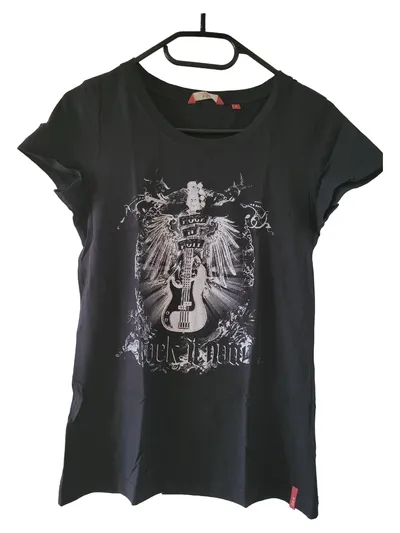 EDC Damen T-Shirt Rock it Music Gitarre Schwarz Gr. 38/M