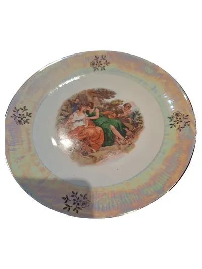 Kahla Wandteller Vintage Porzellan DDR GDR Figuren Porträt Florales Muster 23cm