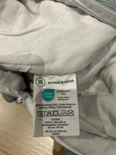 Emma & Noah Baby Schlafsack mit Beinen Gr. 80 2.5 TOG Bio-Baumwolle Grün