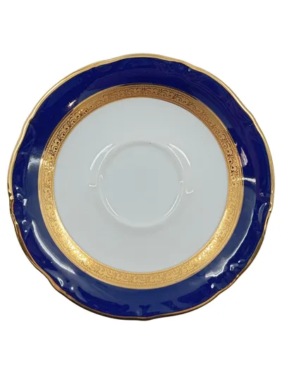 Winterling Unterteller Echt Kobalt Scharffeuer Blau Gold Porzellan 15cm
