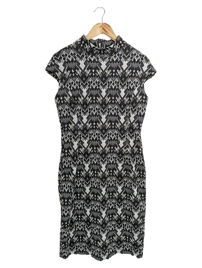 Sandro Ferrone Roma Strickkleid Gr. 40 Geometrisch Schwarz Grau Gold